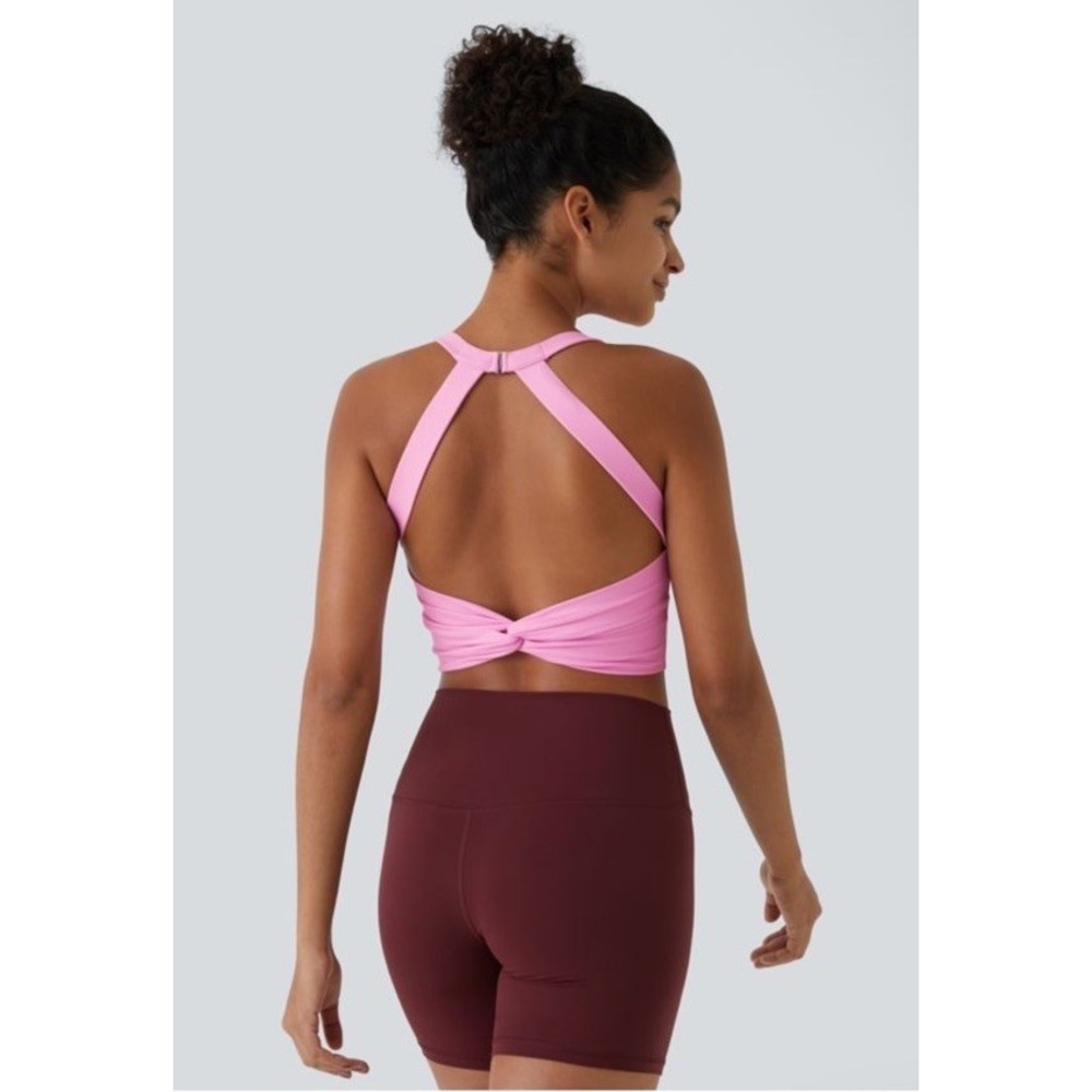 NWT Halara Softly Zero Cut Out Cropped Yoga Tank Pink Size XL